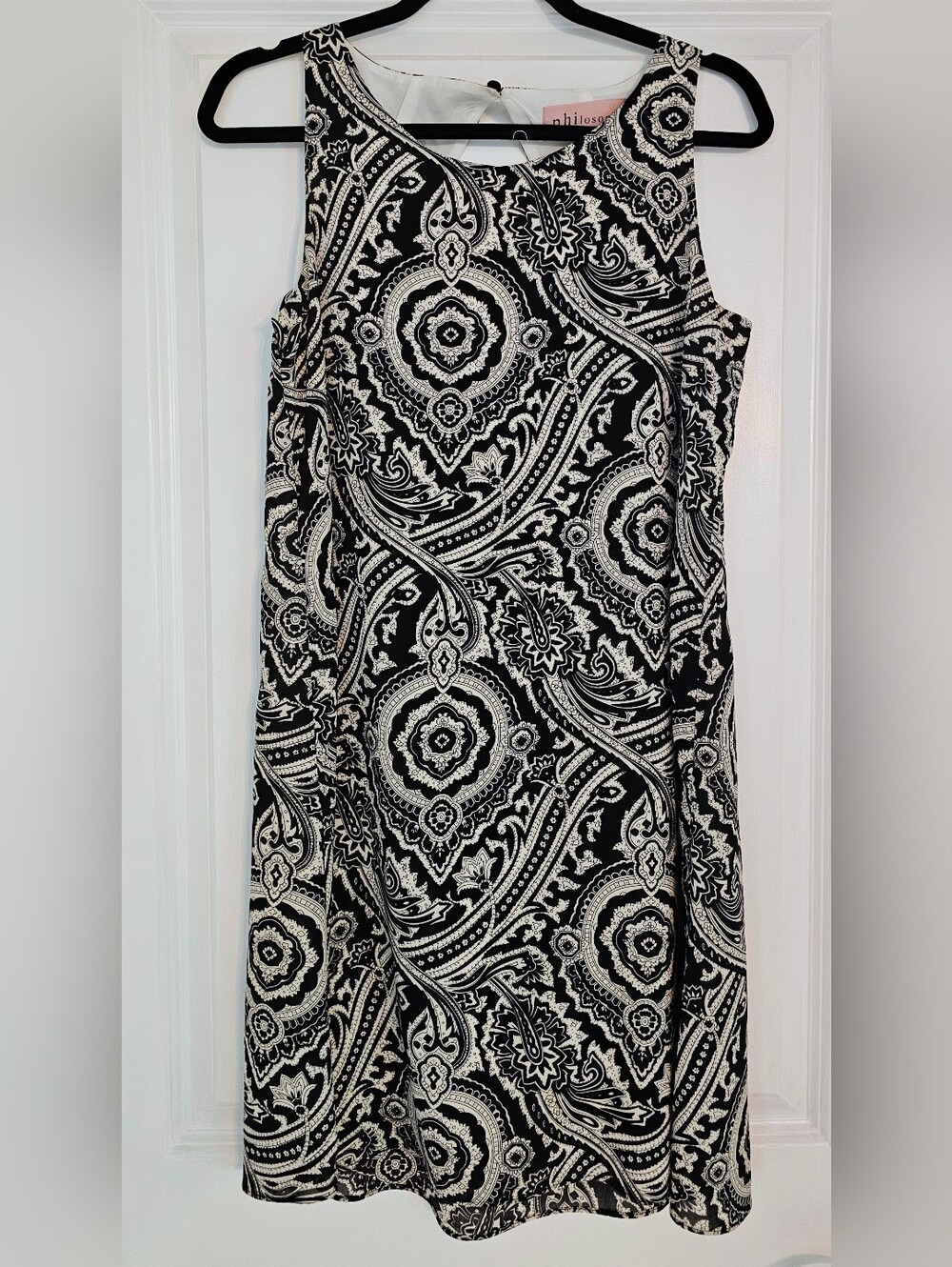 Philosophy Black & White Paisley Sleeveless Shift Dress Size M